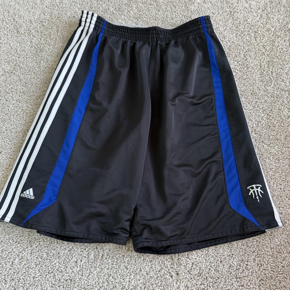 Adidas Mens Medium Black Blue Colorblock Basketball Athletic Shorts 767480 Y2K